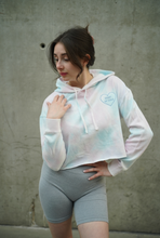 Load image into Gallery viewer, Heart of Gold Crop Hoodie - Pastel Tie-Dye