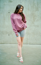 Load image into Gallery viewer, Empathy Oversized Crewneck - Maroon Pink
