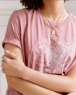 Chrysanthemum Boyfriend-Fit Tee - Mauve (Poly-Blend)